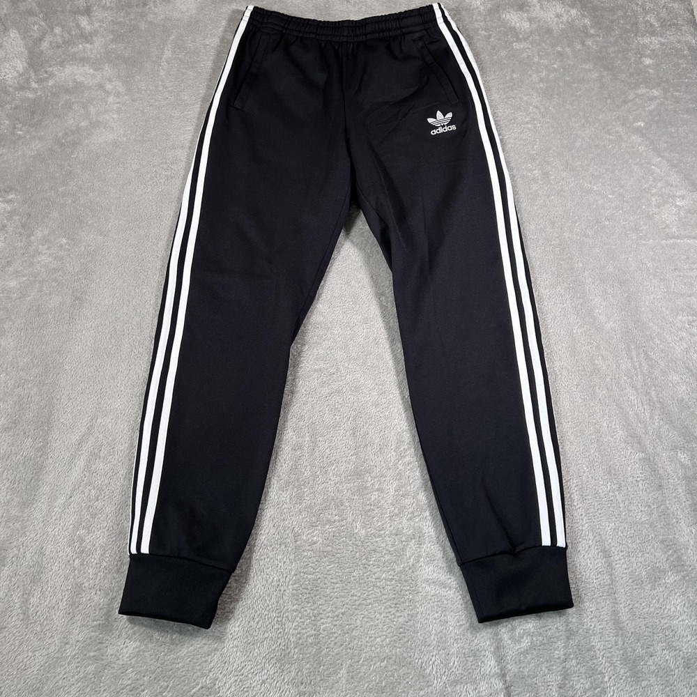 Adidas Originals Pants Youth Large 13-14Y Black White 3-Stripes Trefoil Joggers